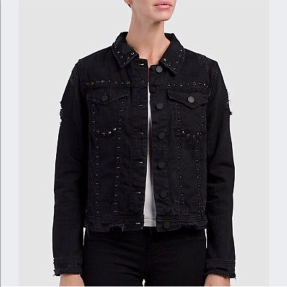 NWT BlankNYC Black Studded Rhinestone Denim Jacket
